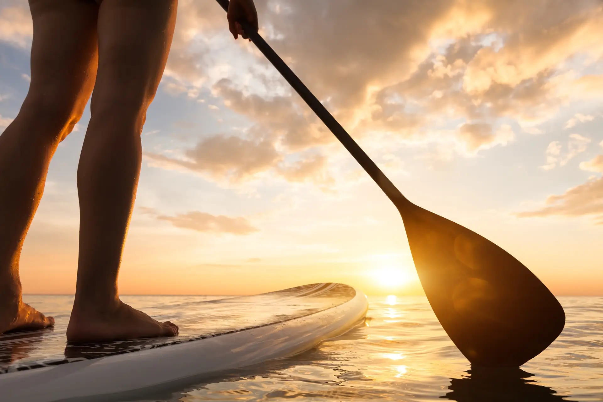 Paddleboarding on Lake Norman at sunset